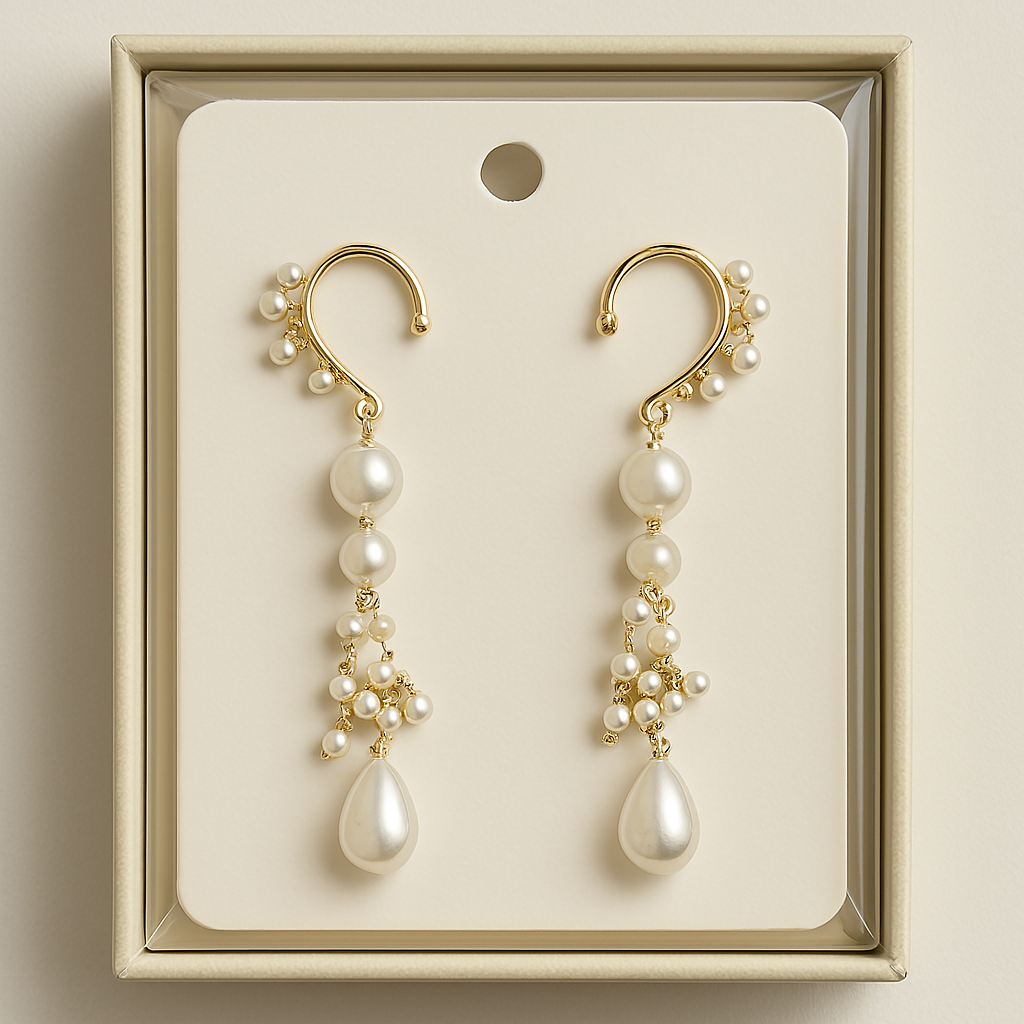 Long pearl ear cuff/stud